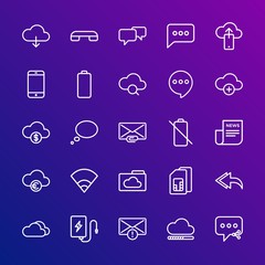 Poster - Modern Simple Set of cloud and networking, chat and messenger, mobile, email Vector outline Icons. Contains such Icons as technology and more on gradient background. Fully Editable. Pixel Perfect.