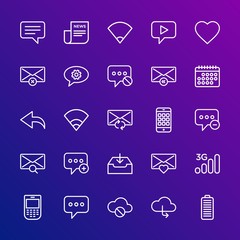 Poster - Modern Simple Set of cloud and networking, chat and messenger, mobile, email Vector outline Icons. Contains such Icons as smart,  wifi and more on gradient background. Fully Editable. Pixel Perfect.