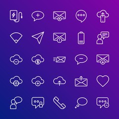 Poster - Modern Simple Set of cloud and networking, chat and messenger, mobile, email Vector outline Icons. Contains such Icons as delete,  bank and more on gradient background. Fully Editable. Pixel Perfect.