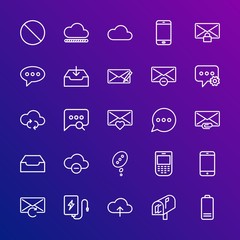 Poster - Modern Simple Set of cloud and networking, chat and messenger, mobile, email Vector outline Icons. Contains such Icons as  white,  phone and more on gradient background. Fully Editable. Pixel Perfect.
