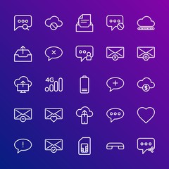 Poster - Modern Simple Set of cloud and networking, chat and messenger, mobile, email Vector outline Icons. Contains such Icons as  problem,  4g and more on gradient background. Fully Editable. Pixel Perfect.