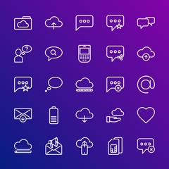 Poster - Modern Simple Set of cloud and networking, chat and messenger, mobile, email Vector outline Icons. Contains such Icons as  question, sms and more on gradient background. Fully Editable. Pixel Perfect.