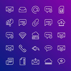 Poster - Modern Simple Set of cloud and networking, chat and messenger, mobile, email Vector outline Icons. Contains such Icons as  failure, mail and more on gradient background. Fully Editable. Pixel Perfect.