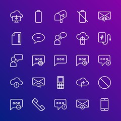 Poster - Modern Simple Set of cloud and networking, chat and messenger, mobile, email Vector outline Icons. Contains such Icons as  mail, mail and more on gradient background. Fully Editable. Pixel Perfect.