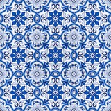 Fototapeta Kuchnia - Gorgeous seamless pattern from dark blue and white Moroccan, Portuguese tiles, Azulejo, ornaments. Can be used for wallpaper, pattern fills, web page background,surface textures.