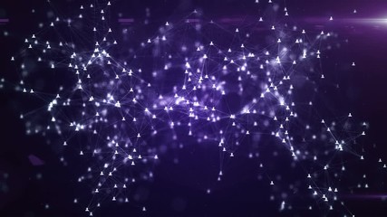 Poster - connecting people on the internet, nodes transforming into the shape of a world map, social network 