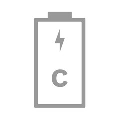 Sticker - C battery. R14 cell size. Vector icon.