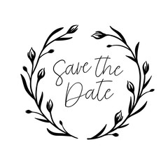 Wall Mural - save the date hand lettering inscription. modern calligraphy greeting card. vector. isolated on whit