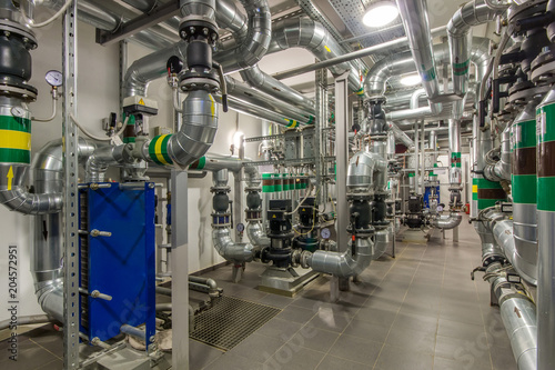 Fotografia Modern independent heating system in boiler room