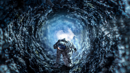 Wall Mural - astronaut starting to run. mixed media