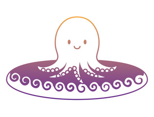 Canvas Print - cute octopus icon over white background, colorful design. vector illustation