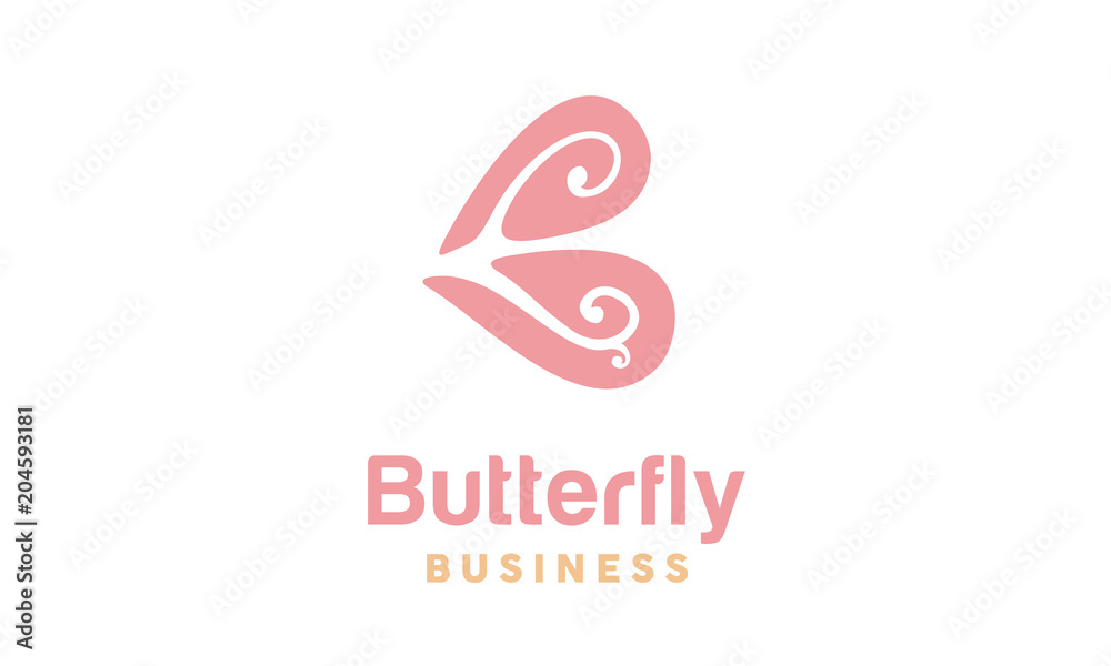 Initial Letter B Butterfly Wings Floral logo design inspiration Stock ...