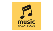 Music Notes And Razor Blade Logo Design Inspiration