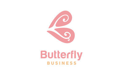 Initial Letter B Butterfly Wings Floral logo design inspiration