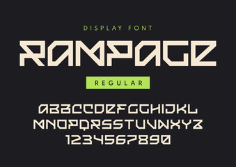 Wall Mural - Vector modern regular display font named Rampage, blocky typefac