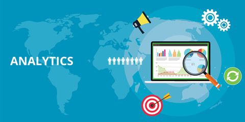 Poster - website web apps analytics technology report analyzing with graph chart and data
