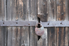 Old Lock On The Wooden Door