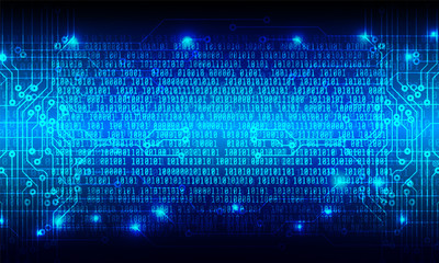 Poster - Circuit Board With Binary Code Vector Background. Blue Abstract Digital Security Number Technology Concept Illustration.