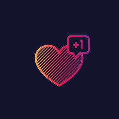 heart like with notification, vector