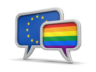 Poster - Speech bubbles with flags. Image with clipping path
