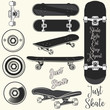Collection of vector skateboards and quotes