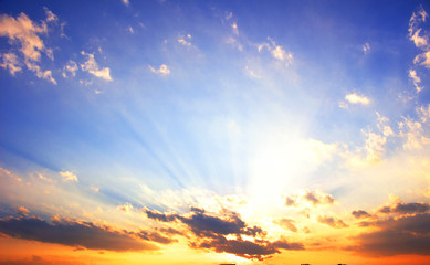 Wall Mural - background of colorful sky concept: dramatic sunset with twilight color sky and clouds.