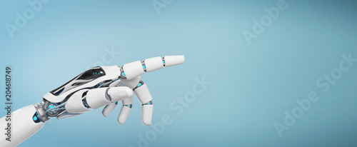 White cyborg pointing his finger 3D rendering Tableau sur Toile