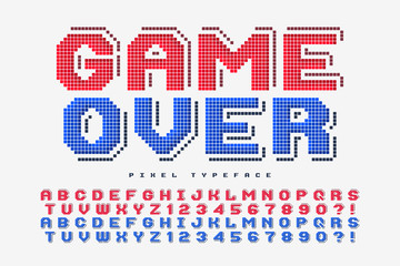 Fototapete - Pixel vector font design, stylized like in 8-bit games