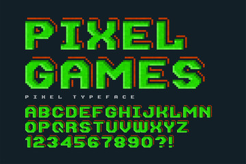 Aufkleber - Pixel vector font design, stylized like in 8-bit games.