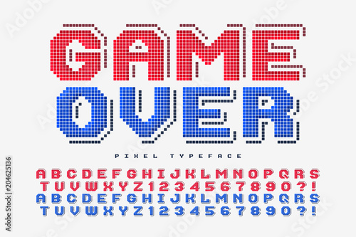 Pixel vector font design, stylized like in 8-bit games Canvas Print