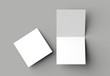 © Salih - Bi fold square brochure or invitation mock up isolated on gray background.