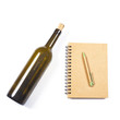 text book and wine bottle on isolate