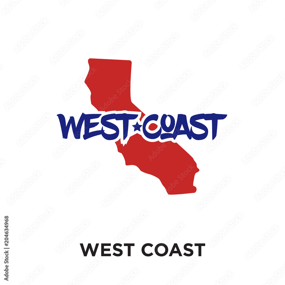 west coast logo isolated on white background , colorful vector icon, brand  sign \u0026 symbol for your business Stock Vector | Adobe Stock, image size:1000x1000