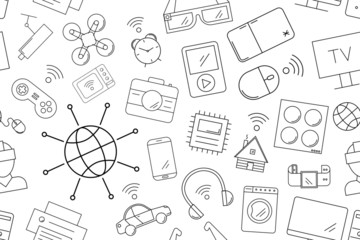 Sticker - Vector internet of thinks pattern. Internet of things seamless background