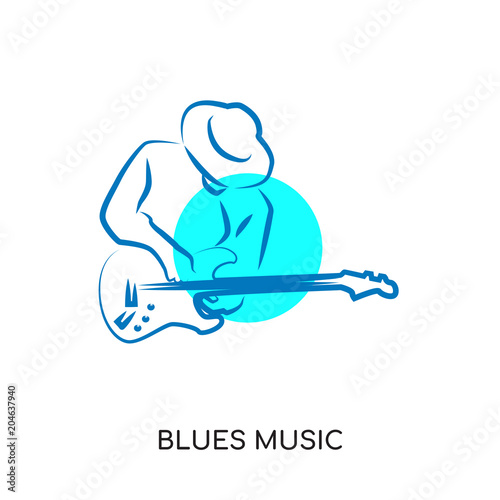 Obrazy Blues  logo-muzyki-bluesowej-na-bialym-tle-kolorowy-znak-marki-i-symbol-dla-twojej-firmy