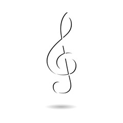 Wall Mural - Treble Clef icon, Musical key, simple vector icon