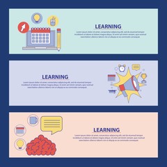 Poster - learning education concept banners tutorial study vector illustration