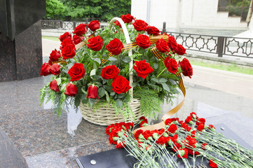 flowers at a monument