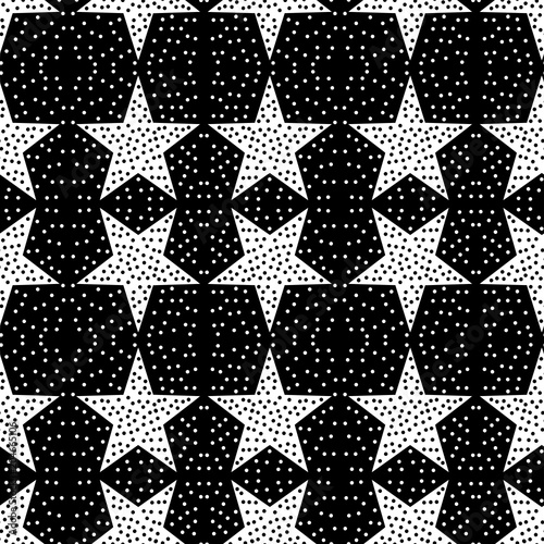 Cotton fabric Seamless pattern with a five-pointed stars and a confetti