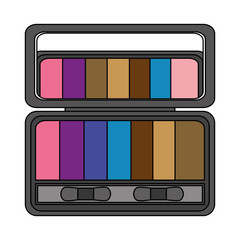 Wall Mural - palette eyeshadows with mirror femenine make up vector illustration design