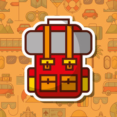 Sticker - time to travel backpack vacation tourism vector illustration