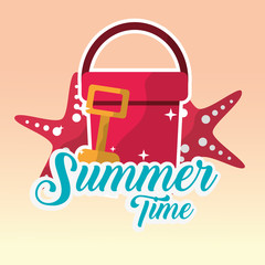 Wall Mural - summer time beach travel leisure poster vector illustration