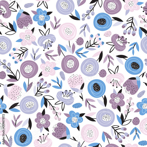 Bright floral seamless pattern Poster Mural XXL