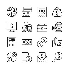 Poster - Financial line icons set. Modern graphic design concepts, simple outline elements collection. Vector line icons