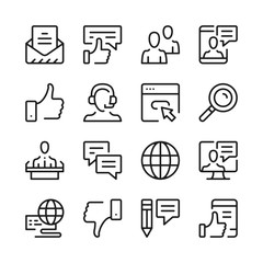 Poster - Communication line icons set. Modern graphic design concepts, simple outline elements collection. Vector line icons