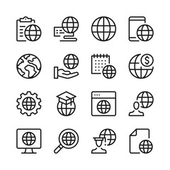 Wall Mural - Globe line icons set. Modern graphic design concepts, simple outline elements collection. Vector line icons