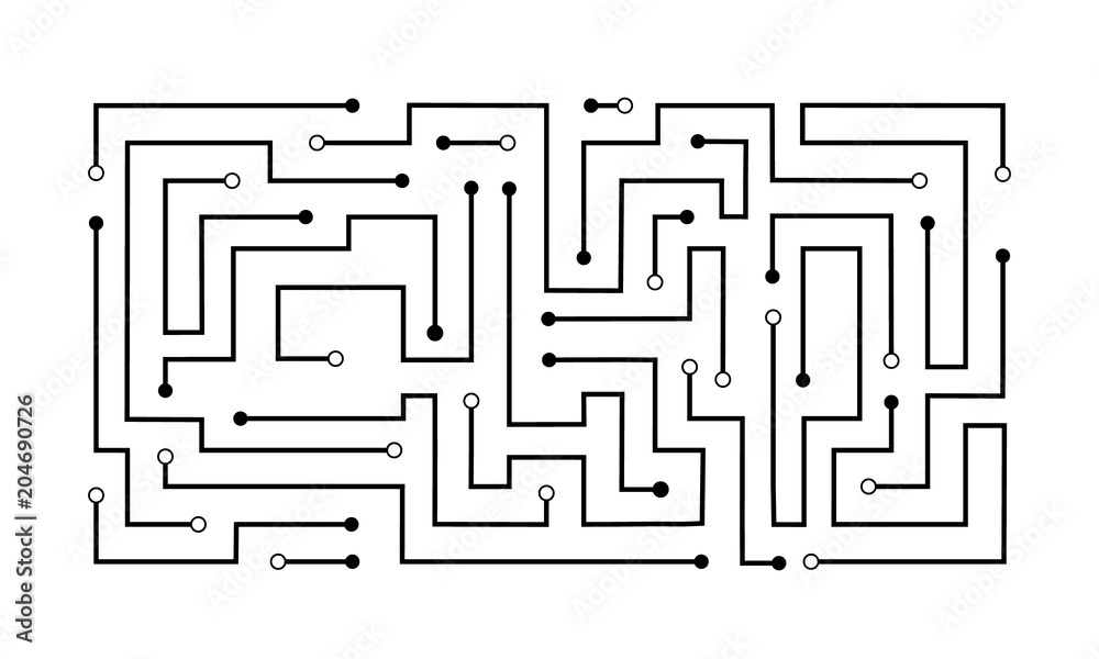 Black circuit line abstract geometric pattern technology electricity ...