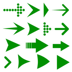 Aufkleber - Set arrow icon. Different green arrows sign. Elements for infographic – stock vector