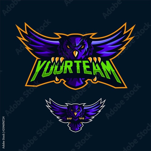 Fotografie, Tablou bird owl esport gaming mascot logo template