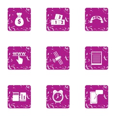 Poster - Cash attention icons set, grunge style